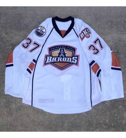 Custom AHL Oklahoma City Barons 37 Denis Grebeshkov Premier Authentic Hockey Jersey White