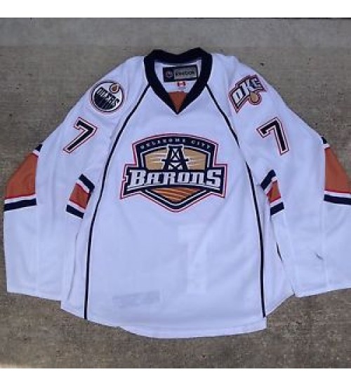 Custom AHL Oklahoma City Barons 7 Ryan Martindale Premier Authentic Hockey Jersey White