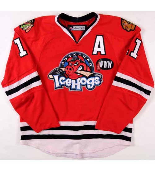 Custom AHL Rockford IceHogs 11 Colin Fraser Premier Authentic Hockey Jersey Red