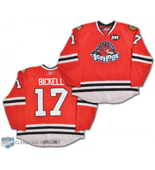 Custom AHL Rockford IceHogs 17 Bryan Bickell Authentic Hockey Jersey Red