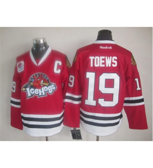 Custom AHL Rockford IceHogs 19 Jonathan Toews Premier Authentic Hockey Jersey Red