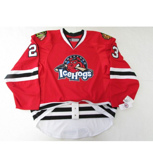 Custom AHL Rockford IceHogs 23 Andrew Shaw Authentic Hockey Jersey Red