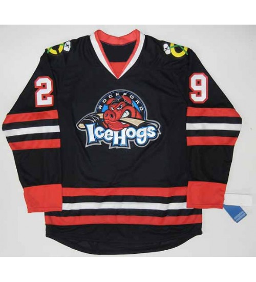 Custom AHL Rockford IceHogs 29 Corey Crawford Authentic Hockey Jersey Black