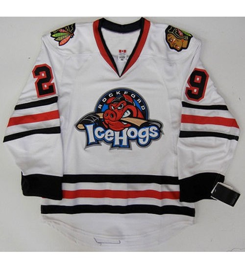 Custom AHL Rockford IceHogs 29 Corey Crawford Authentic Hockey Jersey White