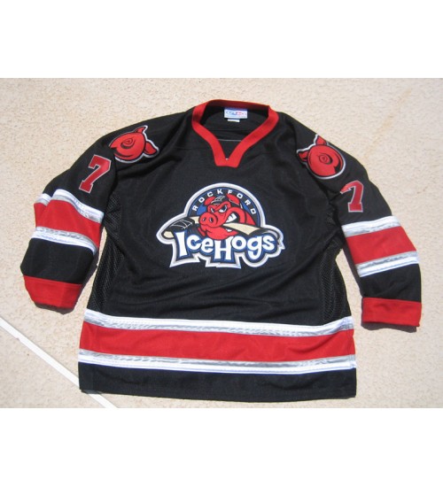 Custom AHL Rockford IceHogs 7 Premier Authentic Hockey Jersey Chicago Blackhawks Black