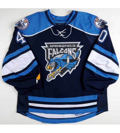 Custom AHL Springfield Falcons 40 Devan Dubnyk Authentic Hockey Jersey Blue