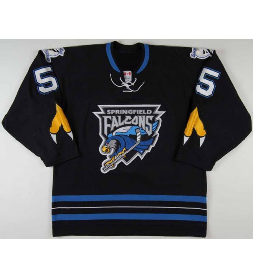 Custom AHL Springfield Falcons 5 John Adams Authentic Hockey Jersey Blue