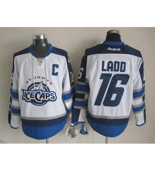 Custom AHL St Johns IceCaps 16 Andrew Ladd Authentic Winnipeg Jets Hockey Jersey White