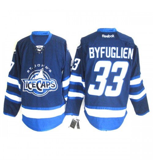 Custom AHL St Johns IceCaps 33 Byfuglien Authentic Hockey Jersey Blue