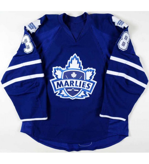 Custom AHL Toronto Marlies 38 Jay Rosehill Authentic Hockey Jersey Home Blue