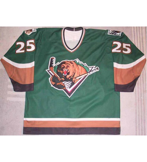 Custom AHL Utah Grizzlies 25 Kyle Rossiter Authentic Hockey Jersey Green