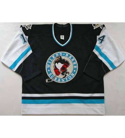 Custom AHL Wilkes Barre Scranton Penguins 14 Shane Endicott Authentic Hockey Jersey Alternate Black