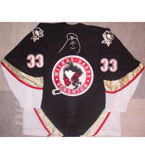 Custom AHL Wilkes Barre Scranton Penguins 33 Lasse Pirjeta Authentic Hockey Jersey Home Black