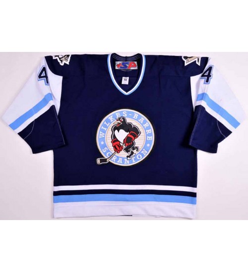 Custom AHL Wilkes Barre Scranton Penguins 4 Chris Kelleher Authentic Hockey Jersey Blue