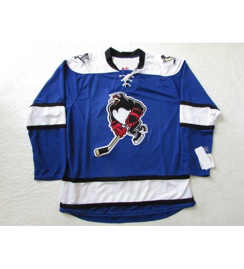 Custom AHL Wilkes Barre Scranton Penguins Premier  Authentic Hockey Jersey Third Blue