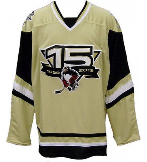 Custom AHL Wilkes Barre Scranton Penguins Premier Authentic Hockey Jersey Alternate Beige