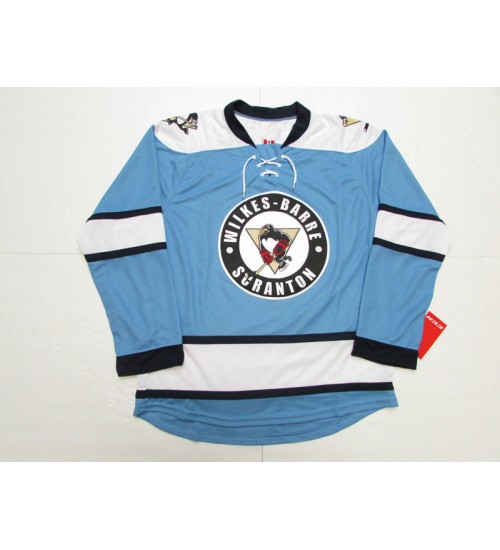 Custom AHL Wilkes Barre Scranton Penguins Premier Authentic Hockey Jersey Third Blue CCM