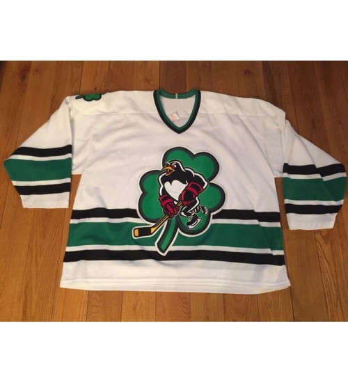 Custom AHL Wilkes Barre Scranton Penguins St Patricks Day Authentic Hockey Jersey White