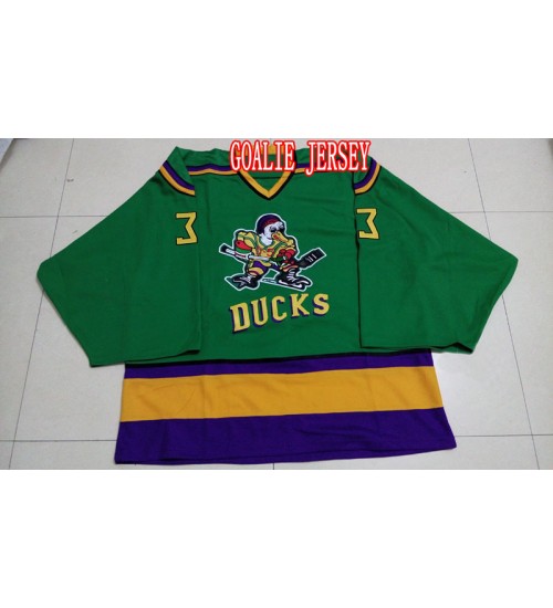 Custom Anaheim Mighty Ducks goaltender Green Authentic Hockey Jersey