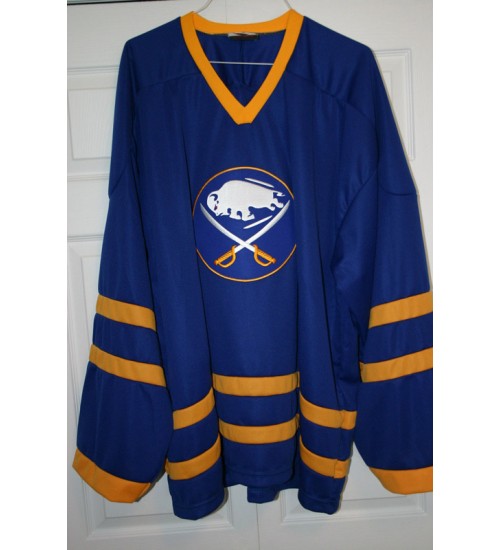 Custom Buffalo Sabres goaltender Authentic Hockey Jersey Home Blue