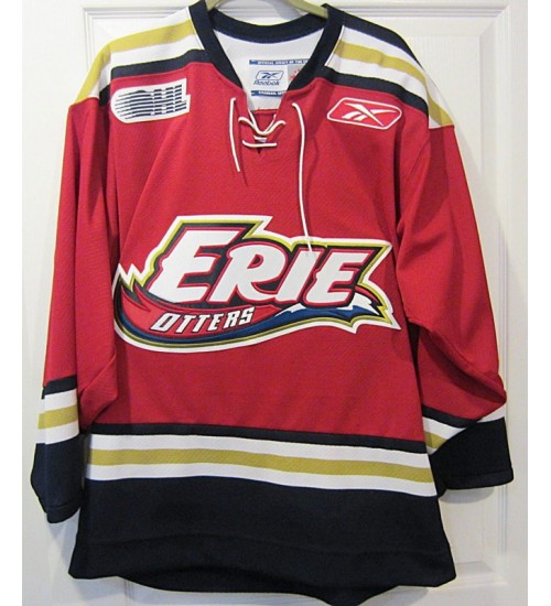 Custom CHL Erie Otters OHL McDavid Authentic Hockey Jersey Diamond Anniversiary Third Red