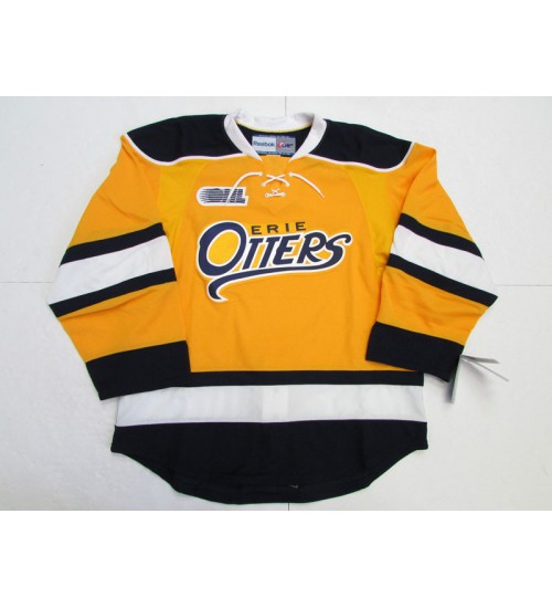 Custom CHL Erie Otters OHL Premier Authentic Hockey Jersey Third Yellow