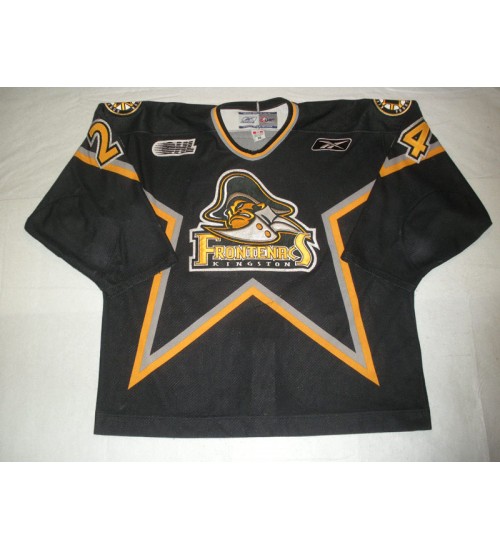 Custom CHL Kingston Frontenacs OHL 24 Chris Stewart Authentic Hockey Jersey Away Black