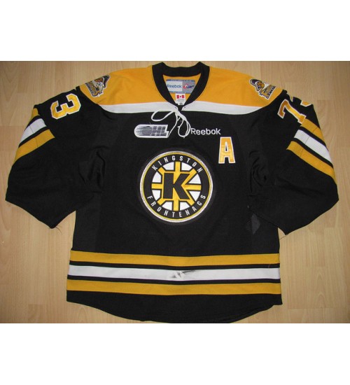 Custom CHL Kingston Frontenacs OHL 73 Mazurek Authentic Hockey Jersey Away Black