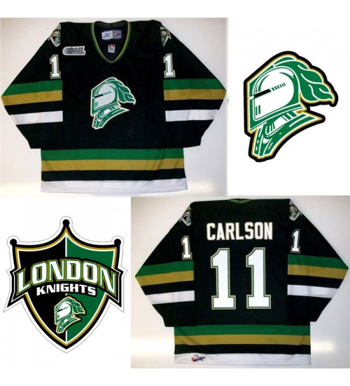 Custom CHL London Knights OHL 11 John Carlson Authentic Hockey Jersey Black