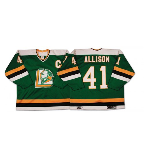 Custom CHL London Knights OHL 41 Jason Allison Authentic Hockey Jersey Green