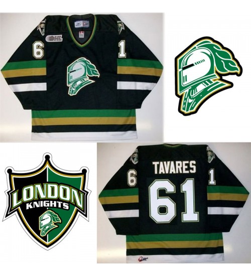 Custom CHL London Knights OHL 61 John Tavares Authentic Hockey Jersey Black