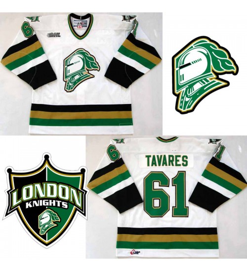 Custom CHL London Knights OHL 61 John Tavares Authentic Hockey Jersey White