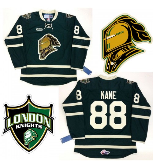 Custom CHL London Knights OHL 88 Patrick Kane Authentic Hockey Jersey Alternate Green