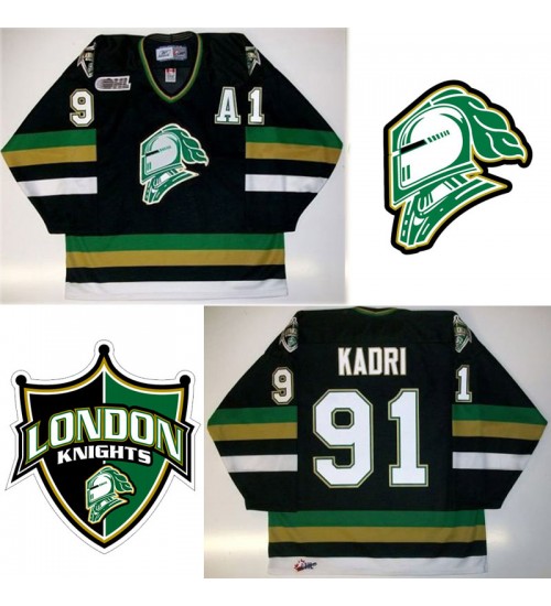 Custom CHL London Knights OHL 91 Nazem Kadri Authentic Hockey Jersey Black