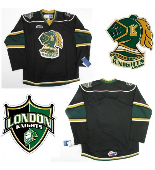 Custom CHL London Knights OHL Premier Authentic Hockey Jersey Away Black