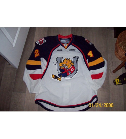 Custom CHL OHL Barrie Colts 24 Fab Ricci Authentic Hockey Jersey Home White