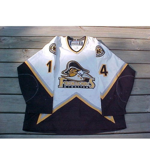 Custom CHL OHL Kingston Frontenacs 14 Dickenson Authentic Hockey Jersey Home White