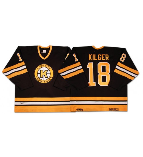 Custom CHL OHL Kingston Frontenacs 18 Kilger Authentic Hockey Jersey Road Black