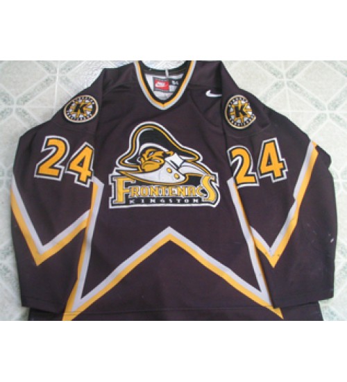 Custom CHL OHL Kingston Frontenacs 24 Josh Gratton Authentic Hockey Jersey Away Black