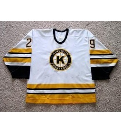 Custom CHL OHL Kingston Frontenacs 29 Bujar Amidovski Authentic Hockey Jersey Home White