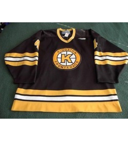 Custom CHL OHL Kingston Frontenacs 4 Nathan Tennant Authentic Hockey Jersey Road Black