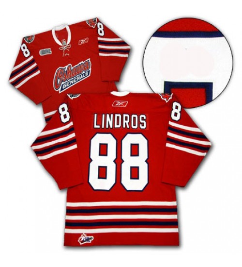 Custom CHL Oshawa Generals 88 Eric Lindros Authentic Hockey Jersey Red