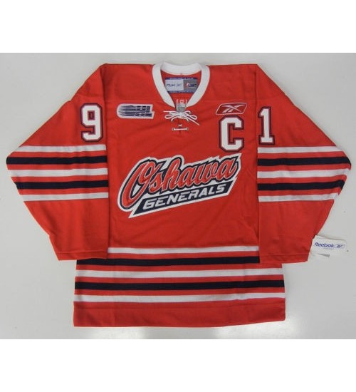 Custom CHL Oshawa Generals 91 John Tavares Authentic Hockey Jersey Red