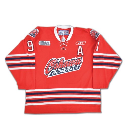 Custom CHL Oshawa Generals 91 John Tavares OHL Authentic Hockey Jersey Red