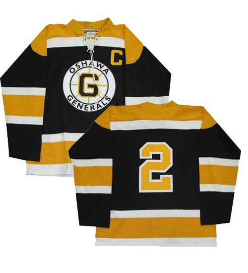 Custom CHL Oshawa Generals OHL 2 Bobby Orr Authentic Hockey Jersey Black