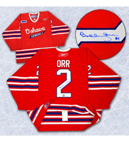 Custom CHL Oshawa Generals OHL 2 Bobby Orr Authentic Hockey Jersey Red