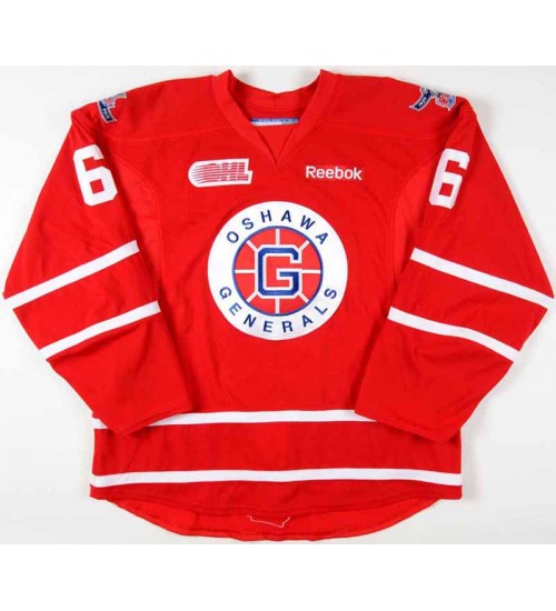 Custom CHL Oshawa Generals OHL 6 Jimmy McDowell Authentic Hockey Jersey Red