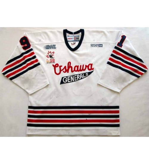 Custom CHL Oshawa Generals OHL 91 John Tavares Authentic Hockey Jersey CCM White