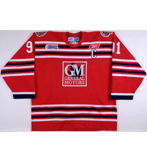 Custom CHL Oshawa Generals OHL 91 John Tavares Authentic Hockey Jersey Red