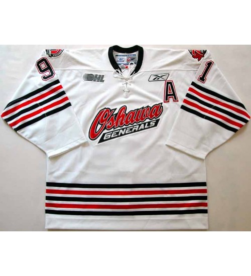 Custom CHL Oshawa Generals OHL 91 John Tavares Authentic Hockey Jersey White